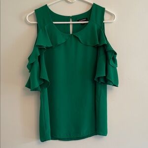 Roz & Ali Emerald Ruffle Cold Shoulder Blouse